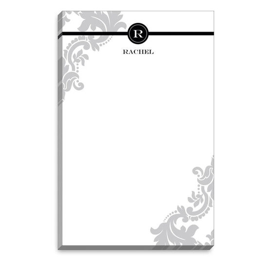 Grey Damask Monogram Notepads